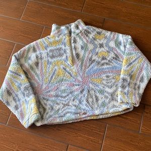 Warm & Cozy cropped 1/4 zip pull over faux Sherpa sz L